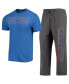 ფოტო #2 პროდუქტის Men's Heathered Charcoal, Royal Boise State Broncos Meter T-shirt and Pants Sleep Set