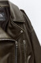 Leather effect cropped biker jacket