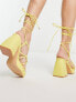 Urban Revivo tie up black heeled sandals in lemon yellow