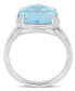 Blue Topaz (9 ct.t.w.) and White Topaz (1/20 ct.t.w.) Split Shank Cocktail Ring in Sterling Silver