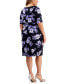 Фото #2 товара Plus Size Floral-Print Faux-Wrap Dress