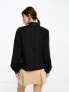 ASOS DESIGN high neck blouse with lace panel inserts in black