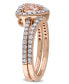 ფოტო #4 პროდუქტის Morganite and Diamond Heart Halo interlocking Bridal Ring Set