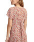 Women's Floral-Print Short-Sleeve Button-Front Midi Dress