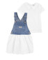 Фото #1 товара Toddler 2-Piece Peter Pan Collar Tee & Denim Jumper Dress Set 3T