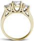 ფოტო #3 პროდუქტის Moissanite Three Stone Ring 2 ct. t.w. Diamond Equivalent in 14k White Gold or 14k Yellow Gold