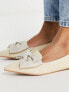 ASOS DESIGN Wide Fit Lake bow pointed ballet flats in natural raffia