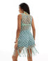 Фото #2 товара ASOS DESIGN knitted crochet open mini dress in blue