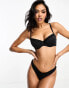 Фото #8 товара Hunkemoller Lola ribbed underwired cotton bra with lace trim detail in black