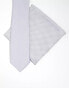 ASOS DESIGN tie and pocket square in silver Серебристый - фото #1