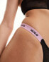 Hugo Bodywear sporty lace thong with pink tape detail in black