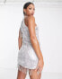 Фото #4 товара Jaded Rose Tall halterneck mini dress with silver sequin fringing