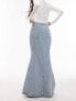 Topshop highwaist denim fishtail skirt in bleach