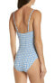 Tory Burch Women's 187524 Blue Check in Plaid One-Piece Swimsuits Size M