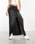 Фото #1 товара ASOS Weekend Collective denim maxi skirt with front split in washed black