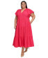 Фото #1 товара Plus Size Tiered Gauze A-Line Maxi Dress