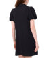 Women's Collared Zip-Neck Puff-Sleeve Dress