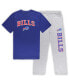 ფოტო #1 პროდუქტის Men's Royal, Heather Gray Buffalo Bills Big and Tall T-shirt and Pants Sleep Set