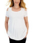 Фото #1 товара Women's Short Sleeve Scoop-Neck Cold-Shoulder Top, Created for Macy's