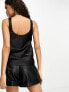 Фото #7 товара ASOS DESIGN Petite scoop neck cami in satin in black