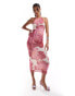 Фото #2 товара ASOS DESIGN halter midi dress with extreme cut out back detail in pink floral