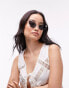 Topshop Hibiscus rimless cat eye sunglasses in gold Золотистый - фото #3