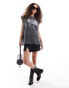 Фото #1 товара ASOS DESIGN oversized tank top with pink rock graphic in washed charcoal