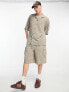 COLLUSION festival skater short sleeve shirt co-ord in stone check