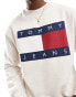 Tommy Jeans large flag logo sweatshirt in off white weiß, XS - EU 44 - фото #4