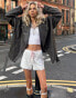 Фото #1 товара Labelrail x Daisy Birchall ruffle bloomer shorts with pink bow in white