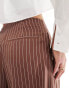 ASOS DESIGN Tall wide leg trouser with pleat detail in terracotta stripe