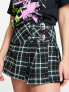 Фото #1 товара ASOS DESIGN kilt mini skirt with buckle details in green check