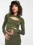 Фото #1 товара TALA Skinluxe cut out long sleeve top in khaki