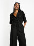 ASOS DESIGN Tall oversized tie waist shirt jumpsuit in black