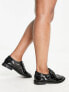 ASOS DESIGN Wide Fit More flat lace up shoes in black