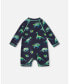 ფოტო #1 პროდუქტის Baby Boy Long Sleeve One Piece Rash guard Grey Printed Dinosaurs - Infant