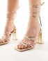 Public Desire Wide Fit Rhea block heeled sandal in gold