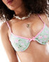 Фото #2 товара The Frolic eleanora lettuce contrast edge bow detail bikini top in green floral print