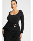 Фото #2 товара Plus Size Gold Hardware Knit Dress - 14, Black