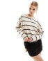 New Look long sleeve knitted top in cream and black stripe