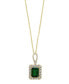 ფოტო #1 პროდუქტის EFFY® Emerald (2-1/5 ct. t.w.) & Diamond (1/4 ct. t.w.) Emerald-Cut Square Halo 18" Pendant Necklace in 14k Two-Tone Gold