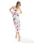 Фото #1 товара Vila satin tie back midi dress in graphic blur print