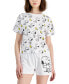 ფოტო #1 პროდუქტის Juniors' Snoopy Crewneck Short-Sleeve T-Shirt