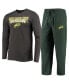 ფოტო #1 პროდუქტის Men's Green and Heathered Charcoal NDSU Bison Meter Long Sleeve T-shirt and Pants Sleep Set