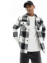 Jack & Jones oversized buffalo check overshirt in white & black