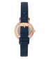 ფოტო #3 პროდუქტის Women's Navy Blue Leather Strap Watch 30mm