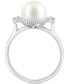 ფოტო #4 პროდუქტის EFFY® Freshwater Pearl (9mm) & White Topaz (1/10 ct. t.w.) Ring in Sterling Silver