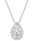 ფოტო #1 პროდუქტის Lab Grown Diamond Pear & Round Halo 18" Pendant Necklace (1-1/5 ct. t.w.) in 14k White, Yellow or Rose Gold