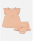 Костюм Deux Par Deux baby Girl Organic Cotton Top And Bloomers Set. Peach rose with printed heart, 3 месяца - фото #1