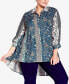 Фото #3 товара Plus Size Athena Print Collared Neck Blouse Top